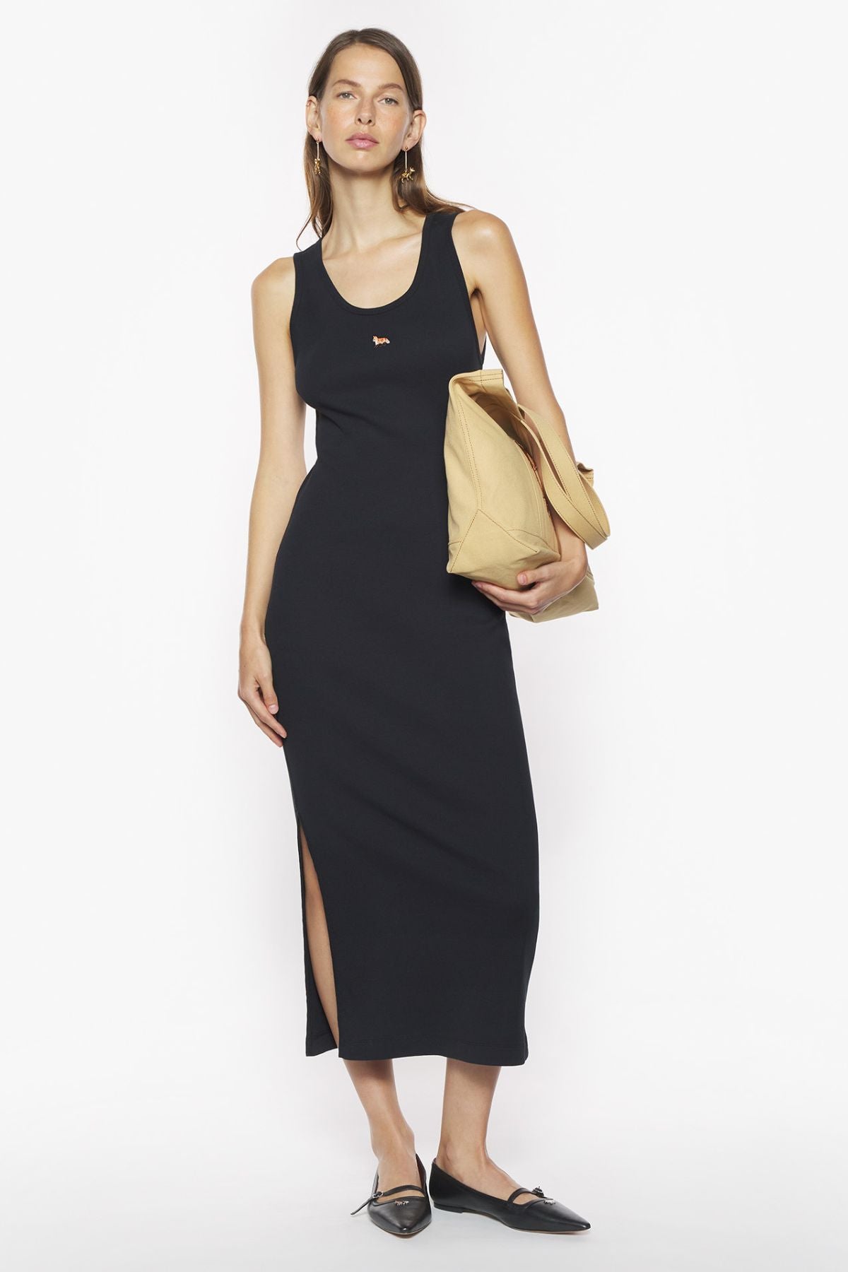 Maison Kitsuné Baby Fox Ribbed Tank Dress - Black