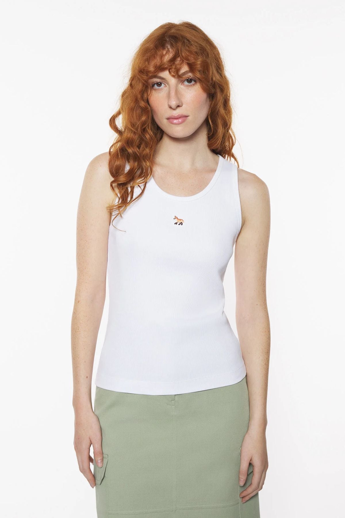 Maison Kitsuné Baby Fox Ribbed Tank - White