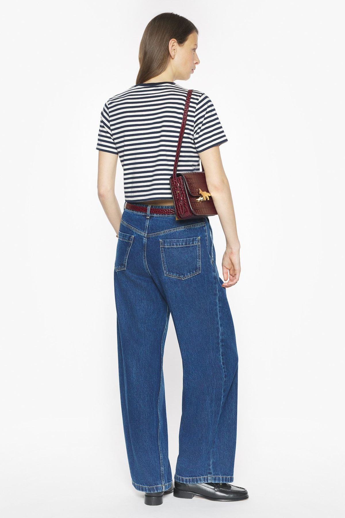 Maison Kitsuné Baby Fox Striped Baby Tee - Dark Navy/ Parchment