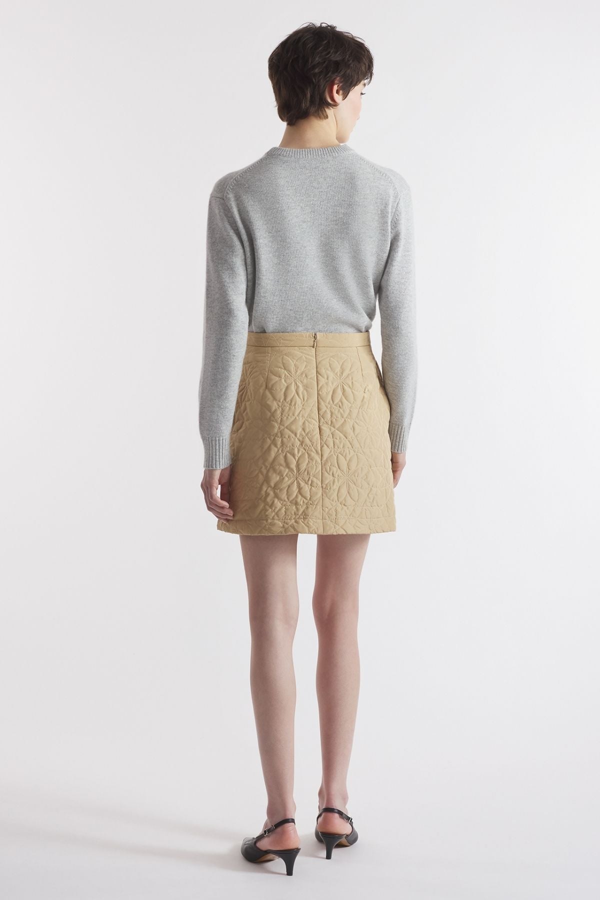 Maison Kitsuné Bold Fox Head Embroidered Cropped Jumper - Light Grey Melange