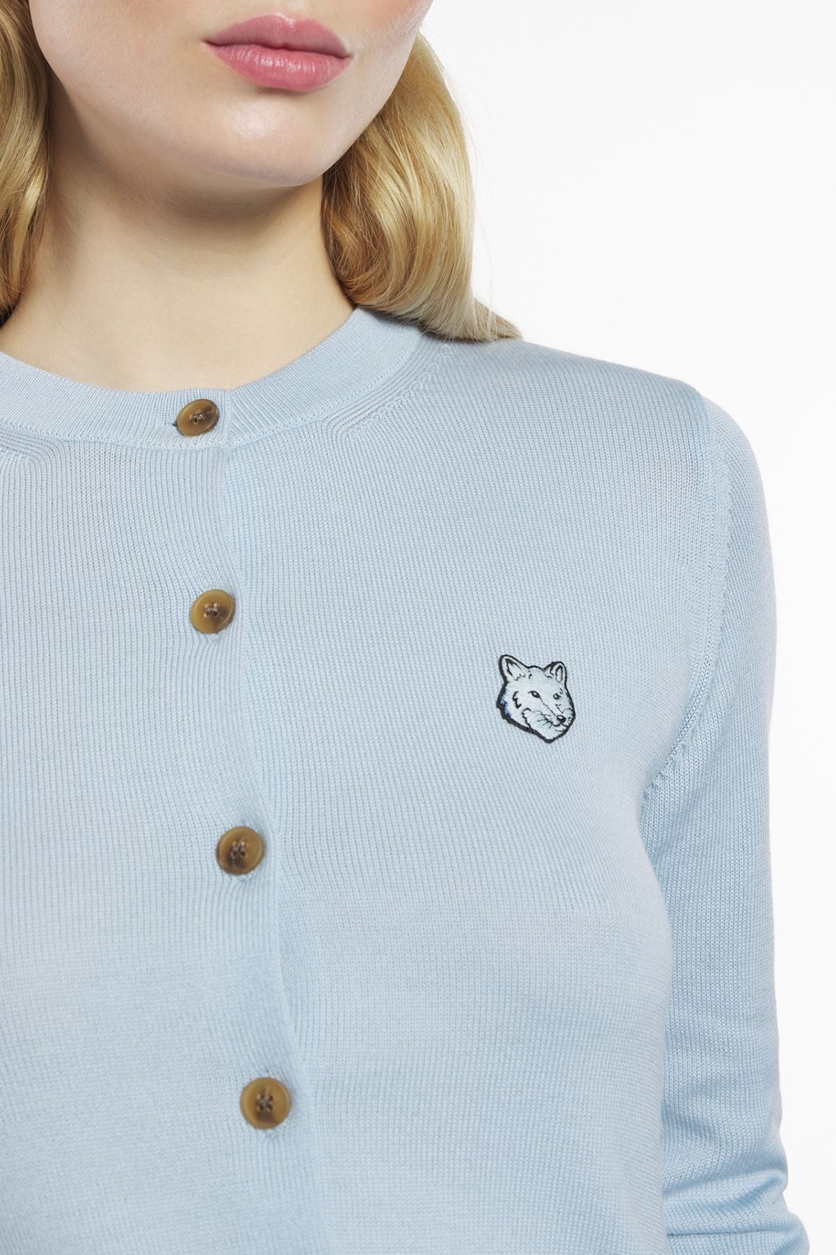 Maison Kitsuné Bold Fox Head Merino Cardigan - Hortensia