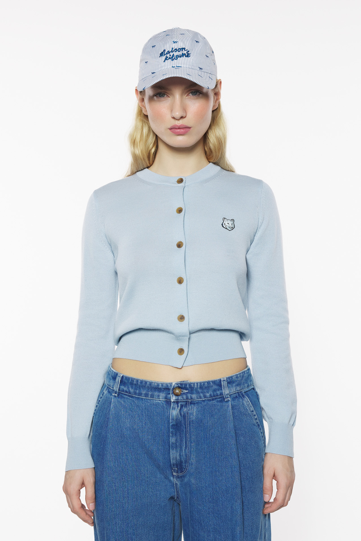 Maison Kitsuné Bold Fox Head Merino Cardigan - Hortensia