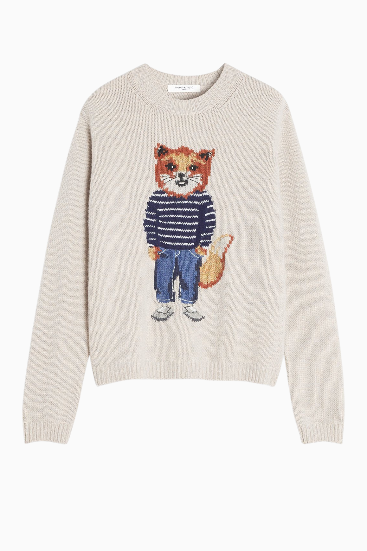 Maison Kitsuné Dressed Fox Intarsia Jumper - Parchment White