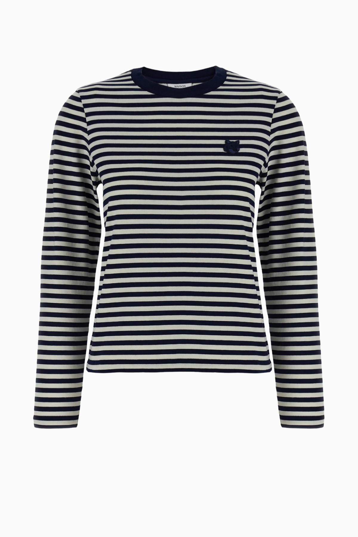 Maison Kitsuné Fox Head Striped LS T-Shirt - Navy/ Milk