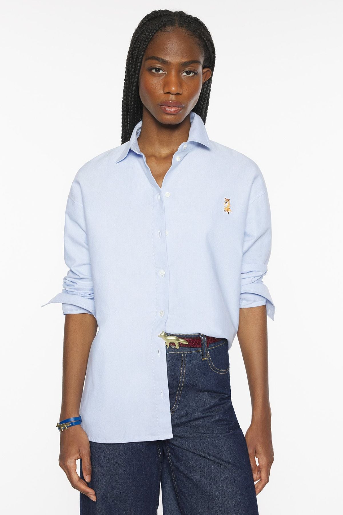 Maison Kitsuné Lady Fox Casual Shirt - Steel Blue