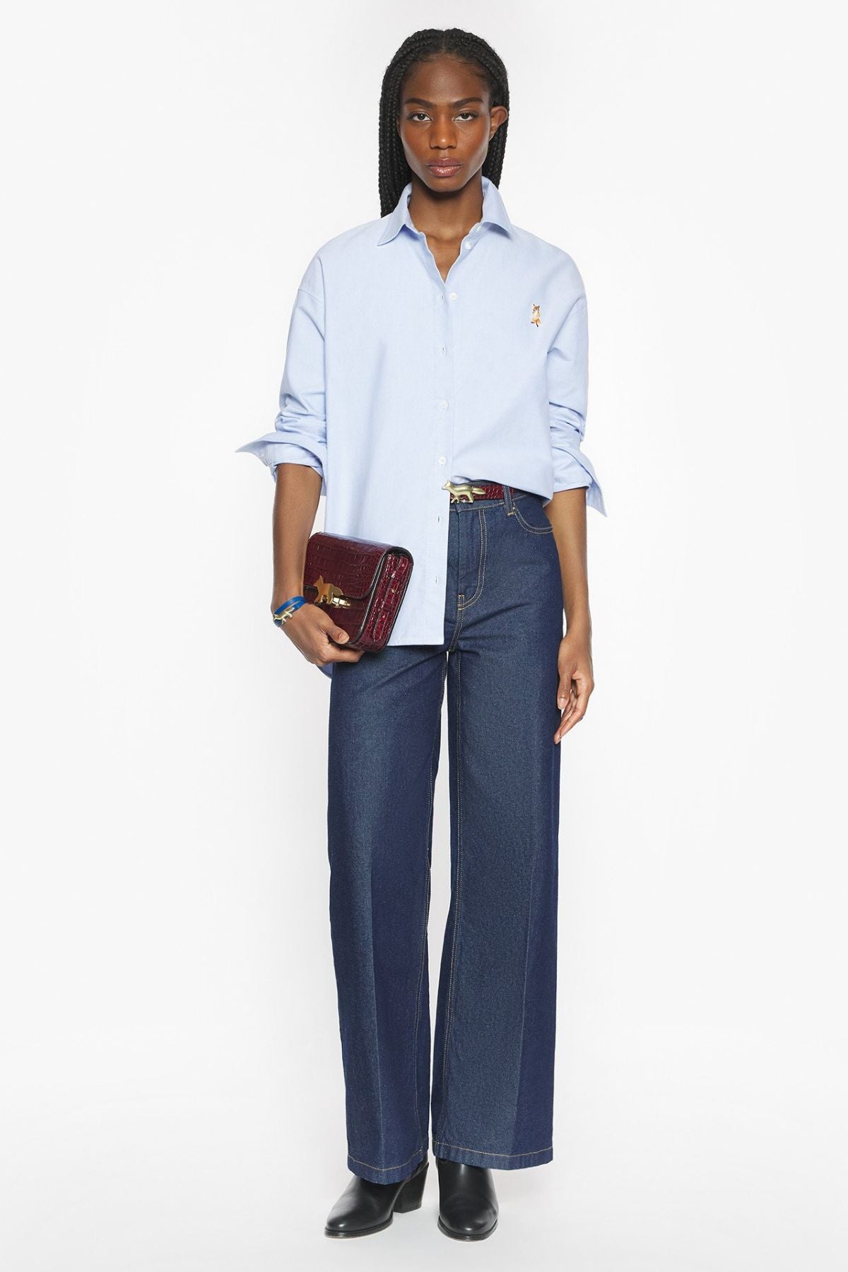 Maison Kitsuné Lady Fox Casual Shirt - Steel Blue