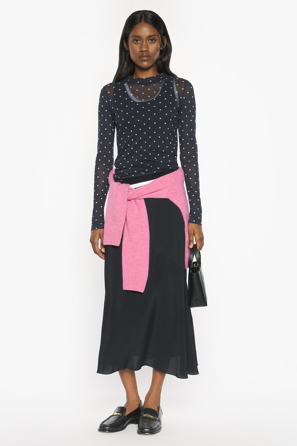 Maison Kitsuné Polka Dot Fox Mesh Top - Black/ White