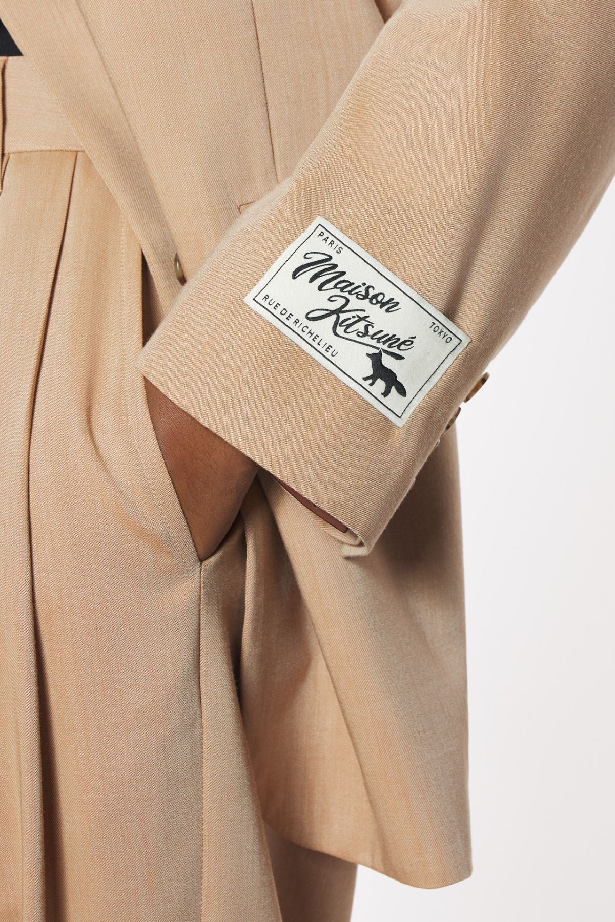 Maison Kitsuné Tailored Blazer Sleeve Patch - Sandlewood