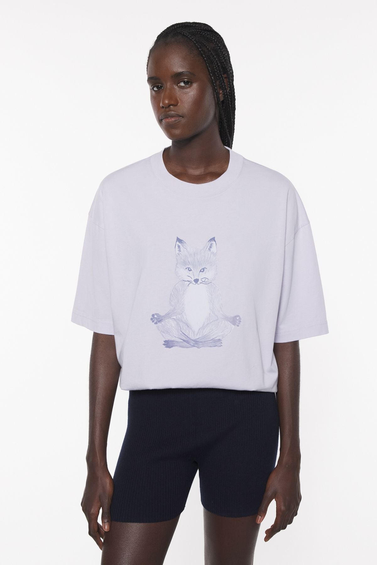 Maison Kitsuné Yoga Fox Boxy Tee - Soft Mauve