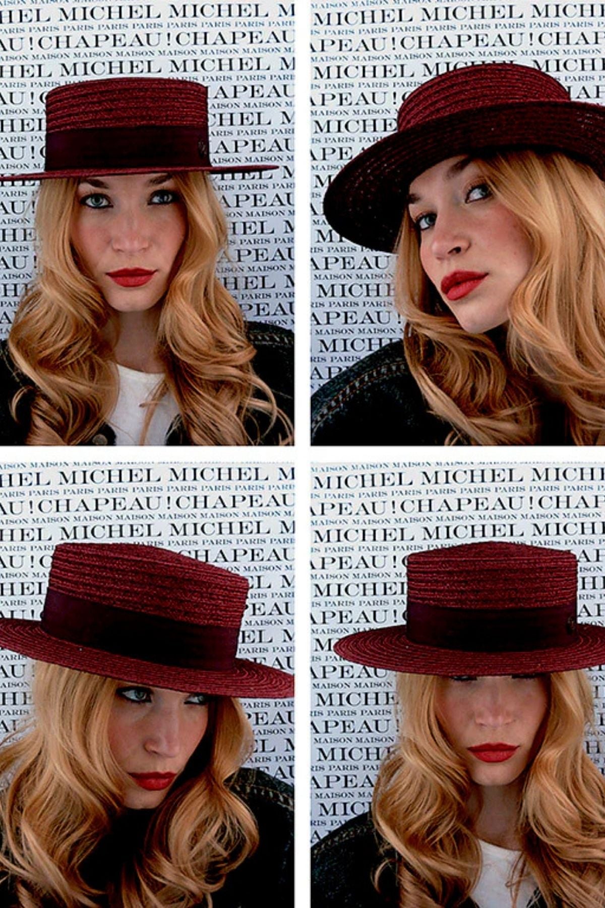 Maison Michel Kiki Straw - Burgundy