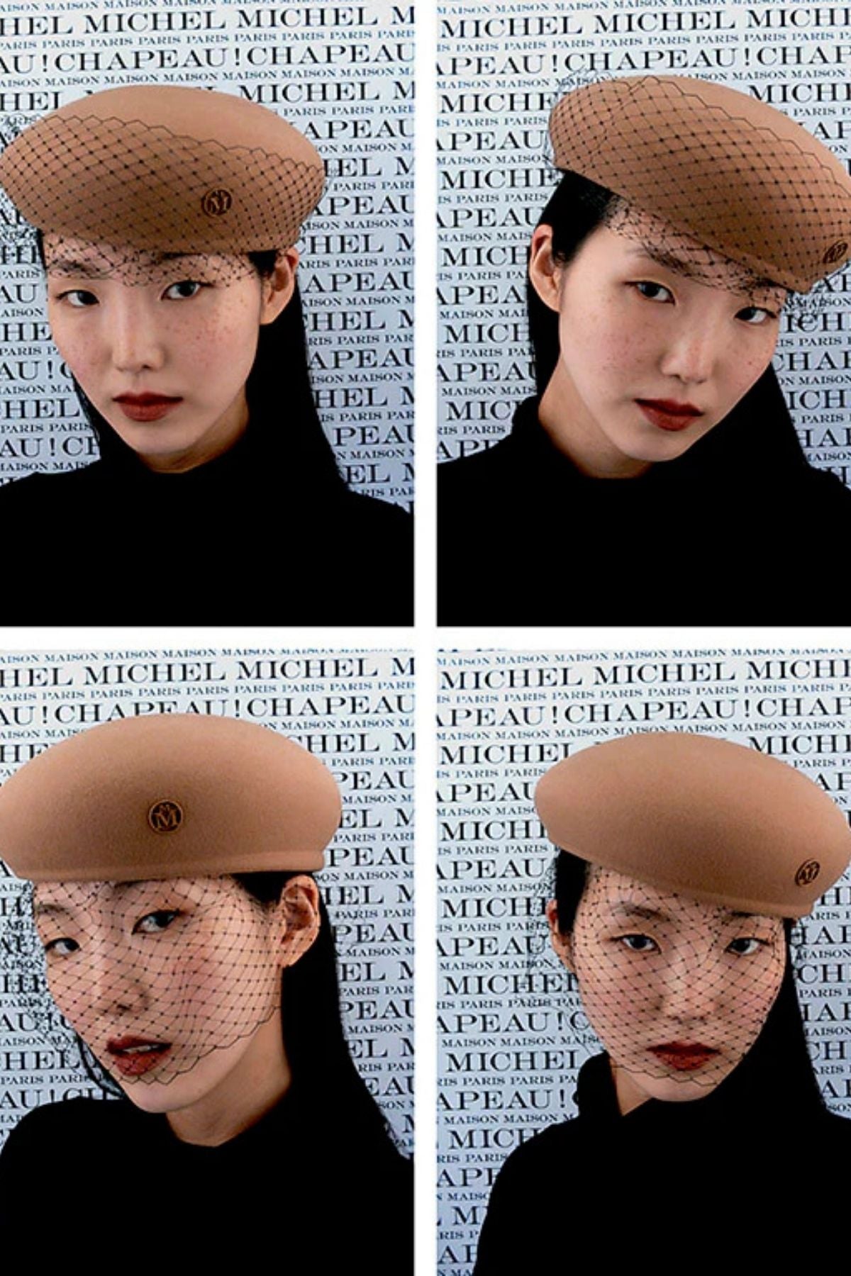 Maison Michel New Bonnie Veil Hat Time - True Camel