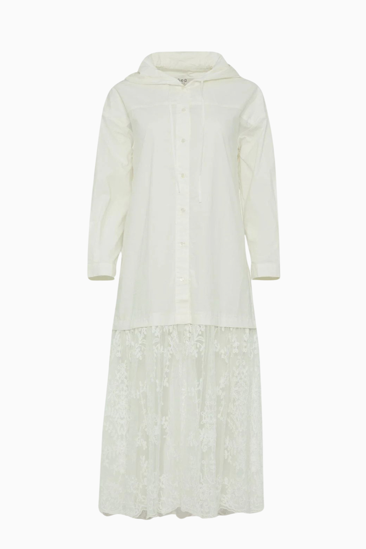 Sea NY Marja Embroidery Hoodie Dress - Pearl