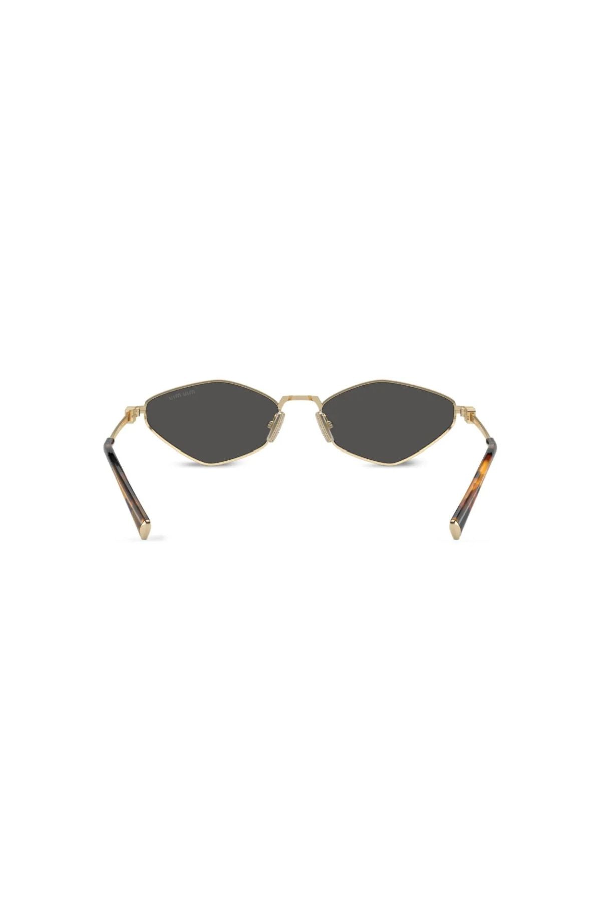 Miu Miu Geometric Wire Framed Sunglasses - Gold/ Dark Grey