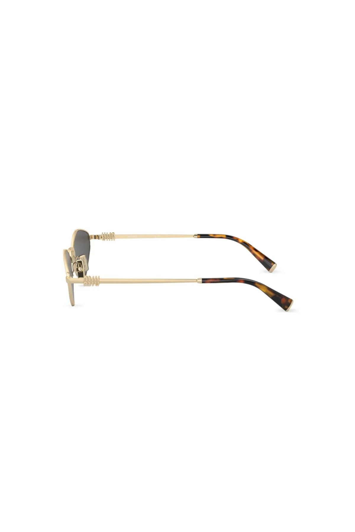 Miu Miu Geometric Wire Framed Sunglasses - Gold/ Dark Grey