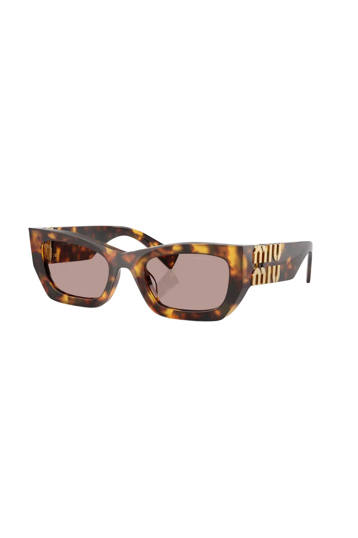 Miu Miu Rectangular Frame Sunglasses - Honey Havana/ Light Purple Brown