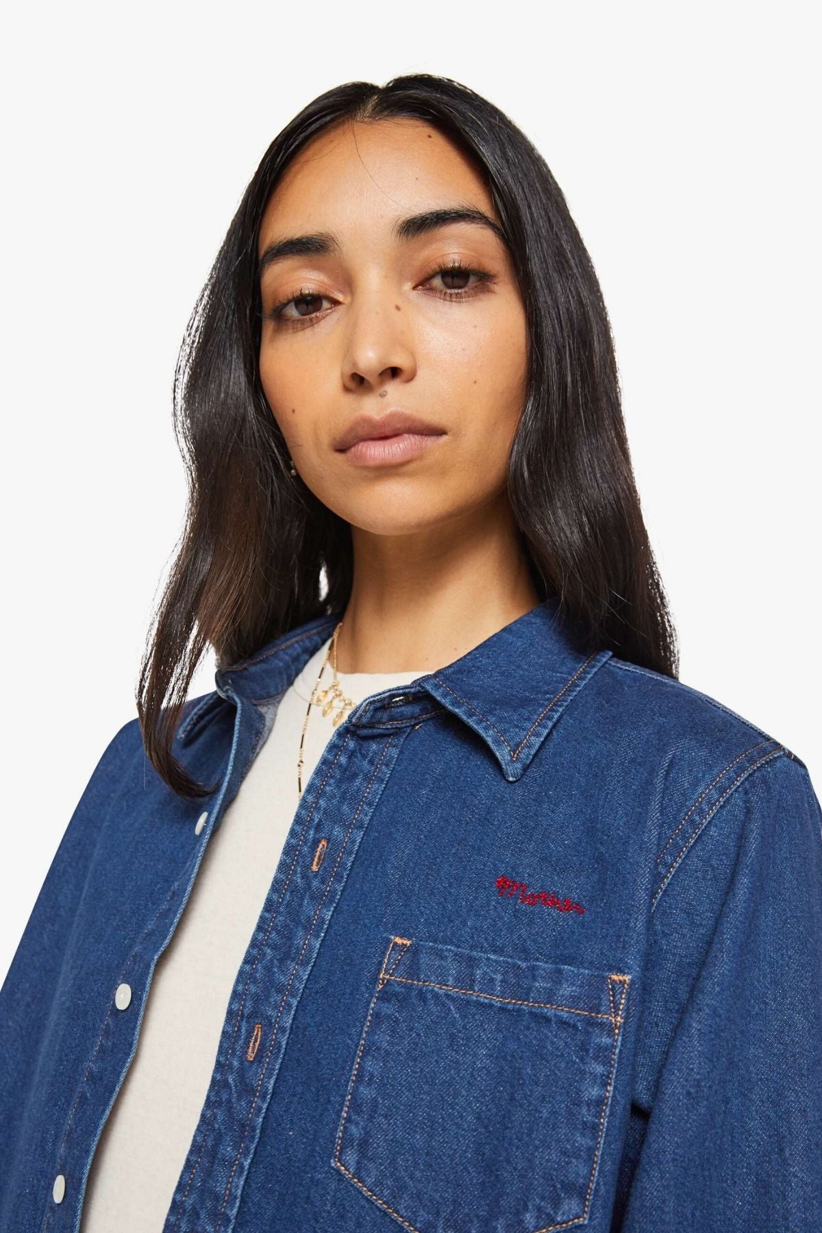 Mother The Honor Roll Crop Denim Shirt - Hey Batter Batter