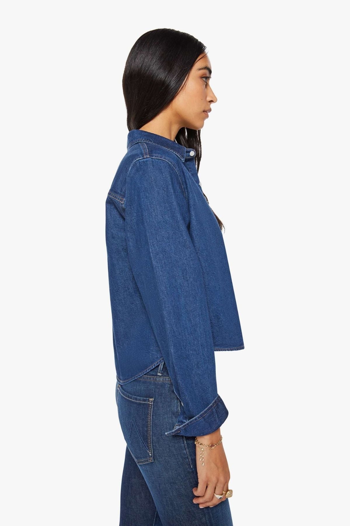 Mother The Honor Roll Crop Denim Shirt - Hey Batter Batter