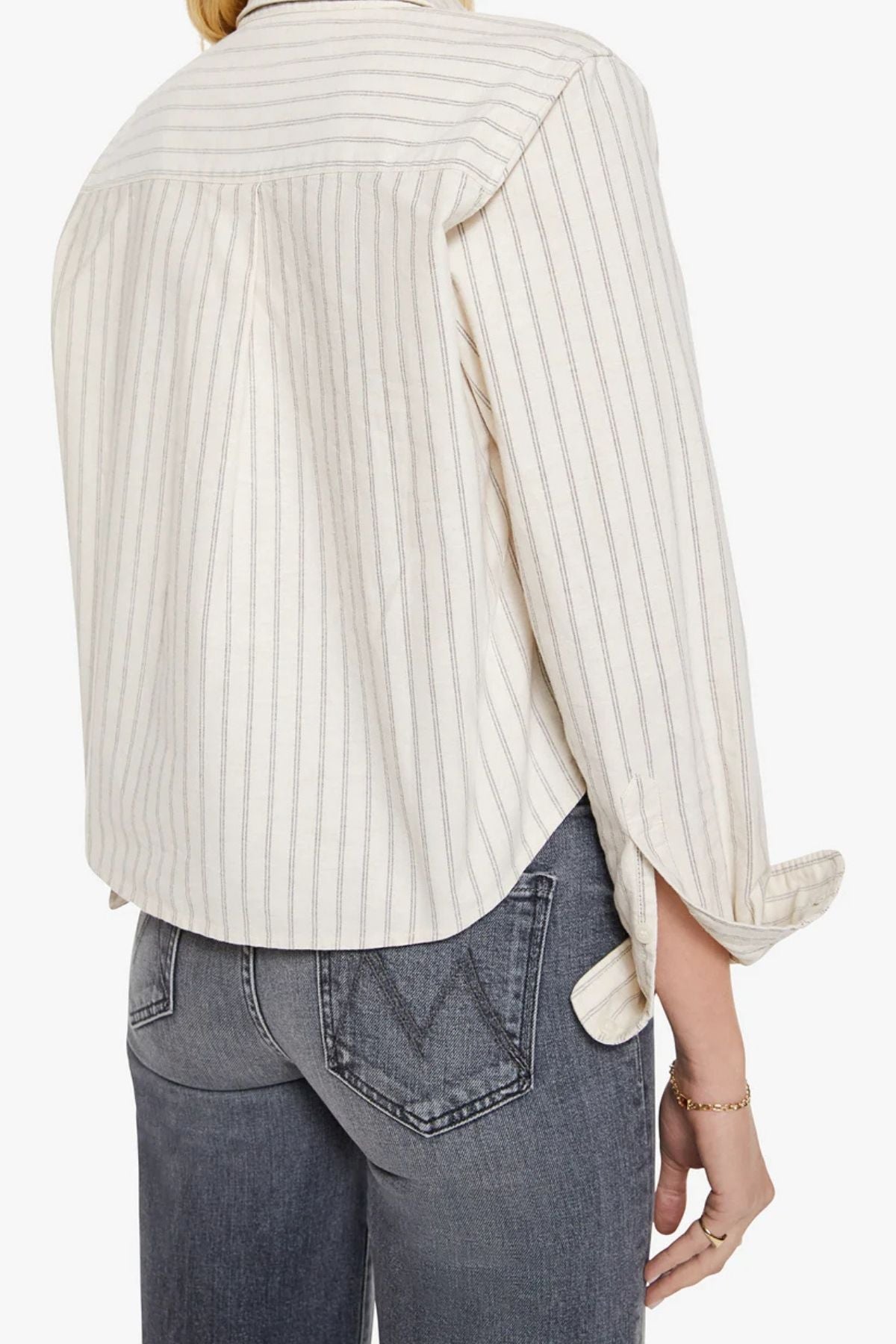 Mother The Cropped Bestie - Cream and Black Stripe