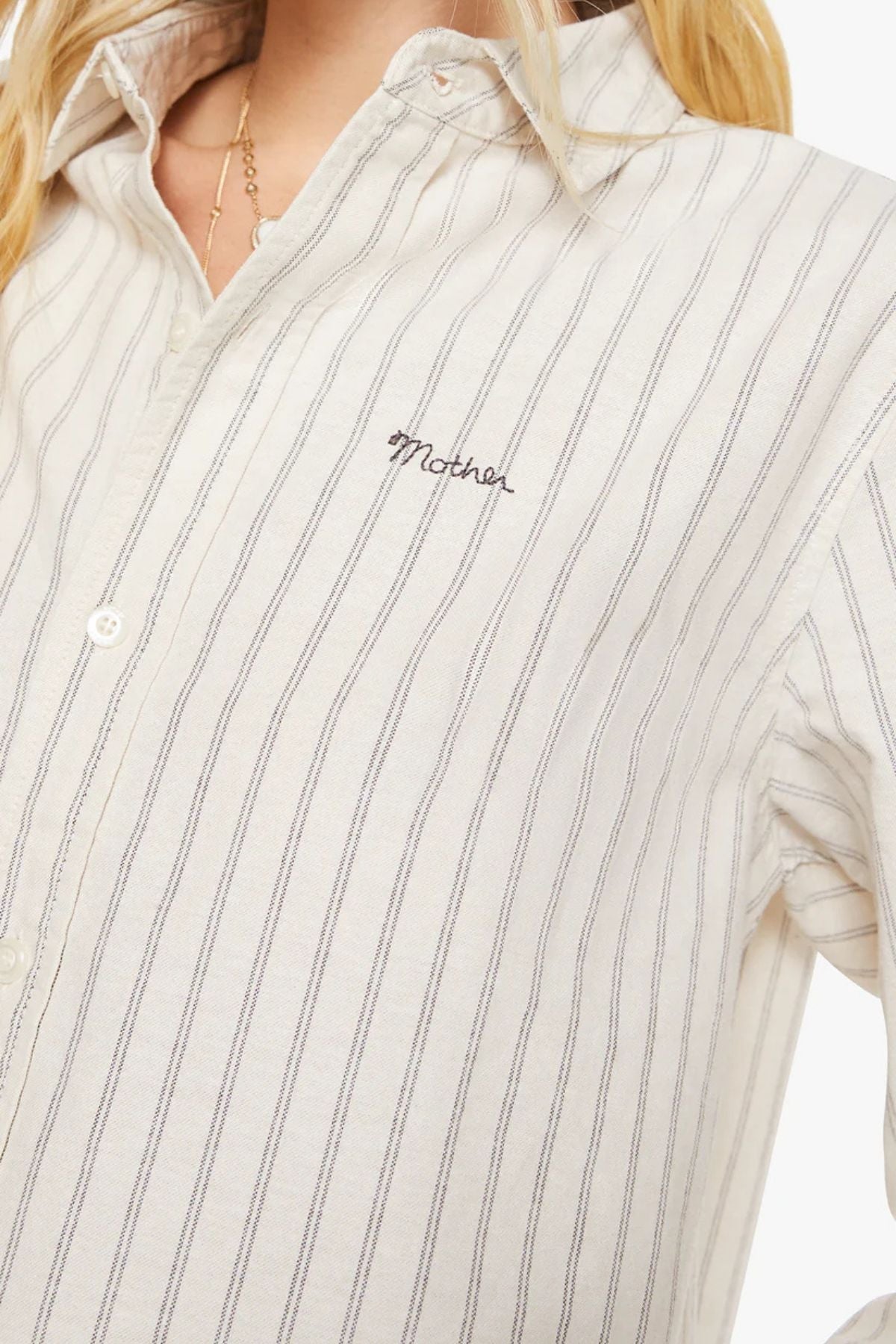 Mother The Cropped Bestie - Cream and Black Stripe
