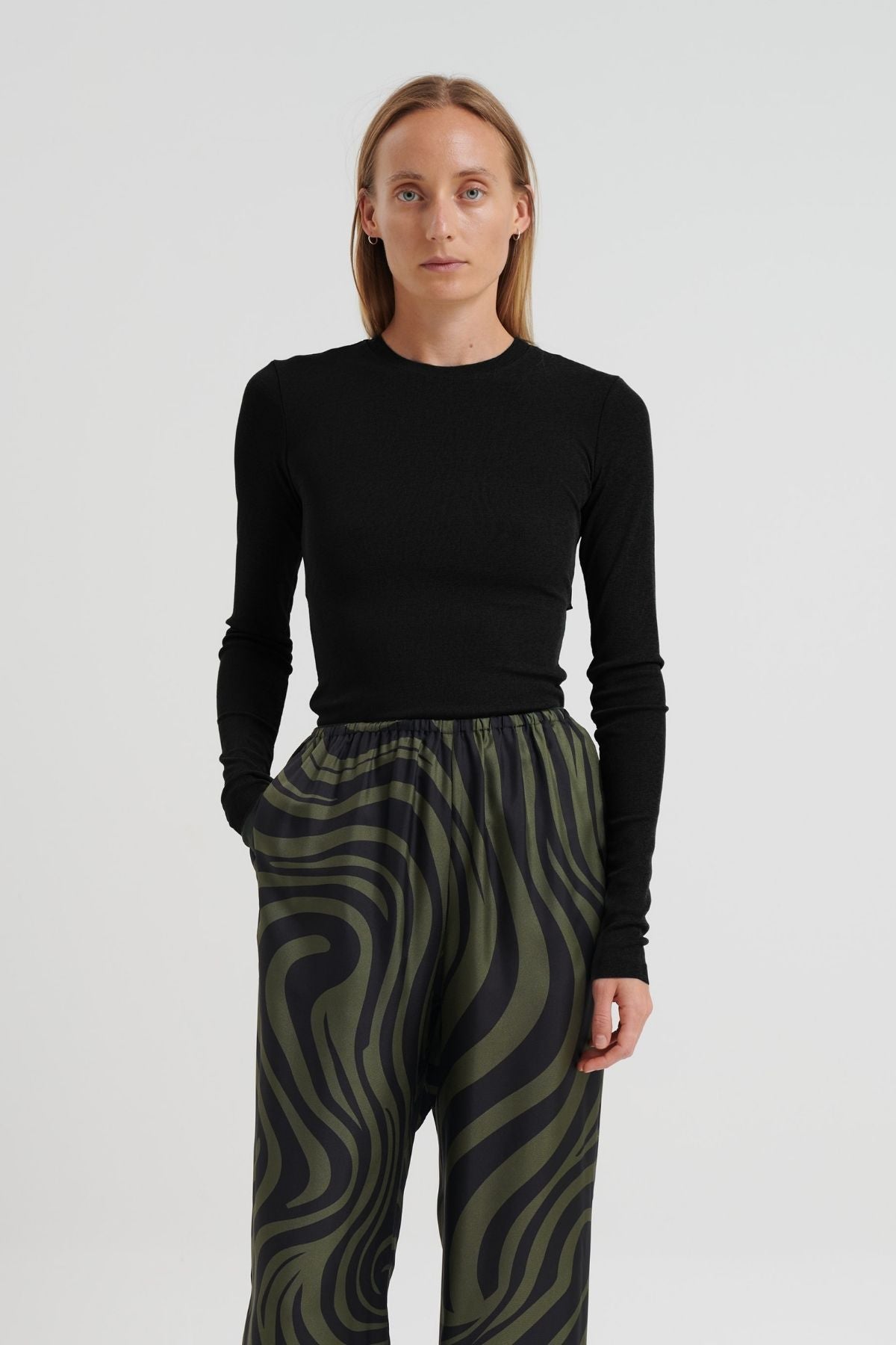Nanushka Ahuic Scarf Tie Back Top - Black/ Green