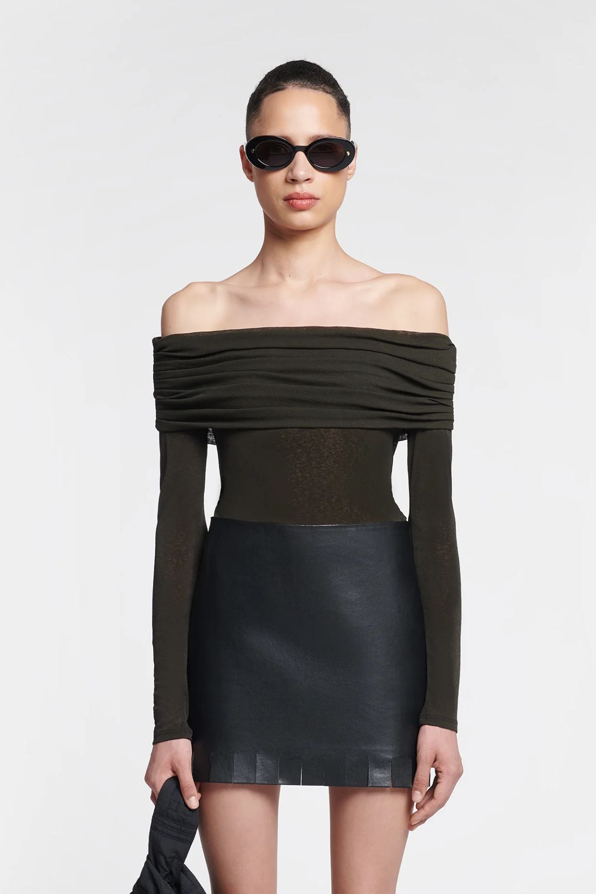 Nanushka Amily Off the Shoulder Top - Anthracite