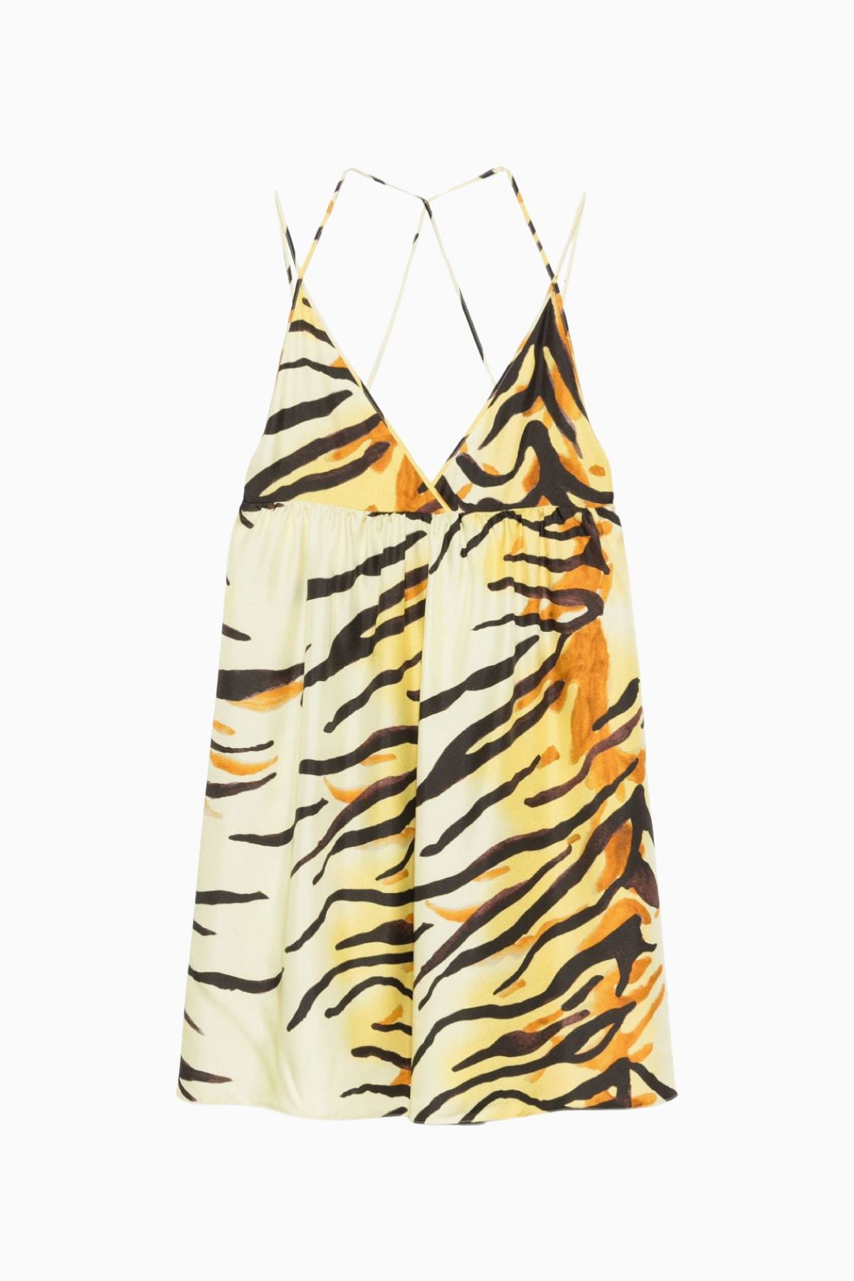 Nanushka Ceil Tiger Print Silk Twill Sundress - Tiger