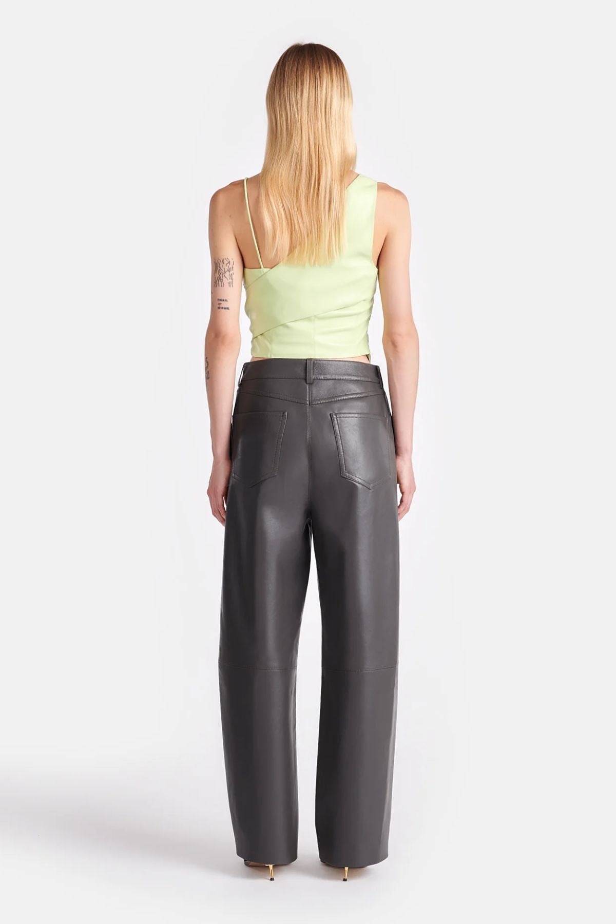 Nanushka Chudel Top Okobor Alt Leather Top - Shadow Lime