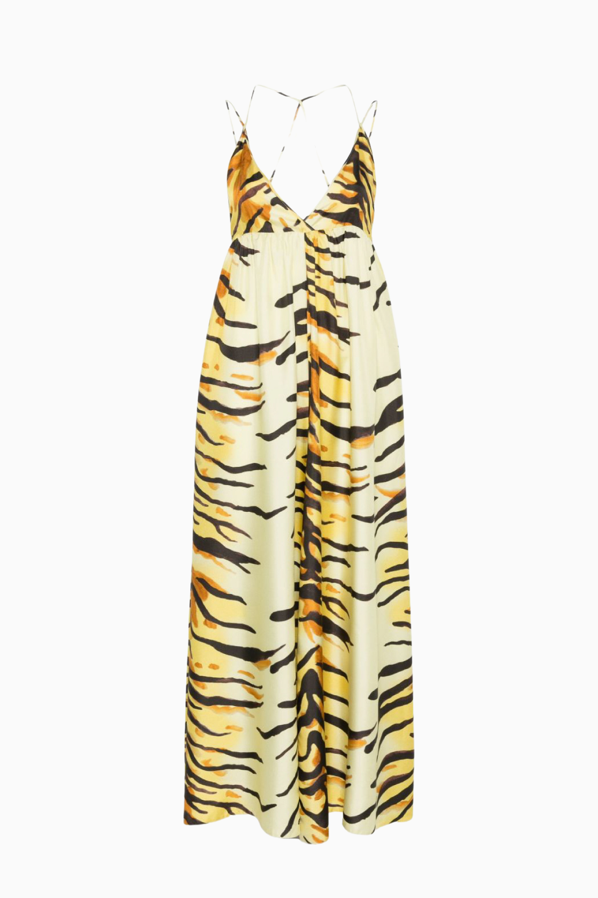 Nanushka Delphy Tiger Print Silk Twill Maxi Dress - Tiger
