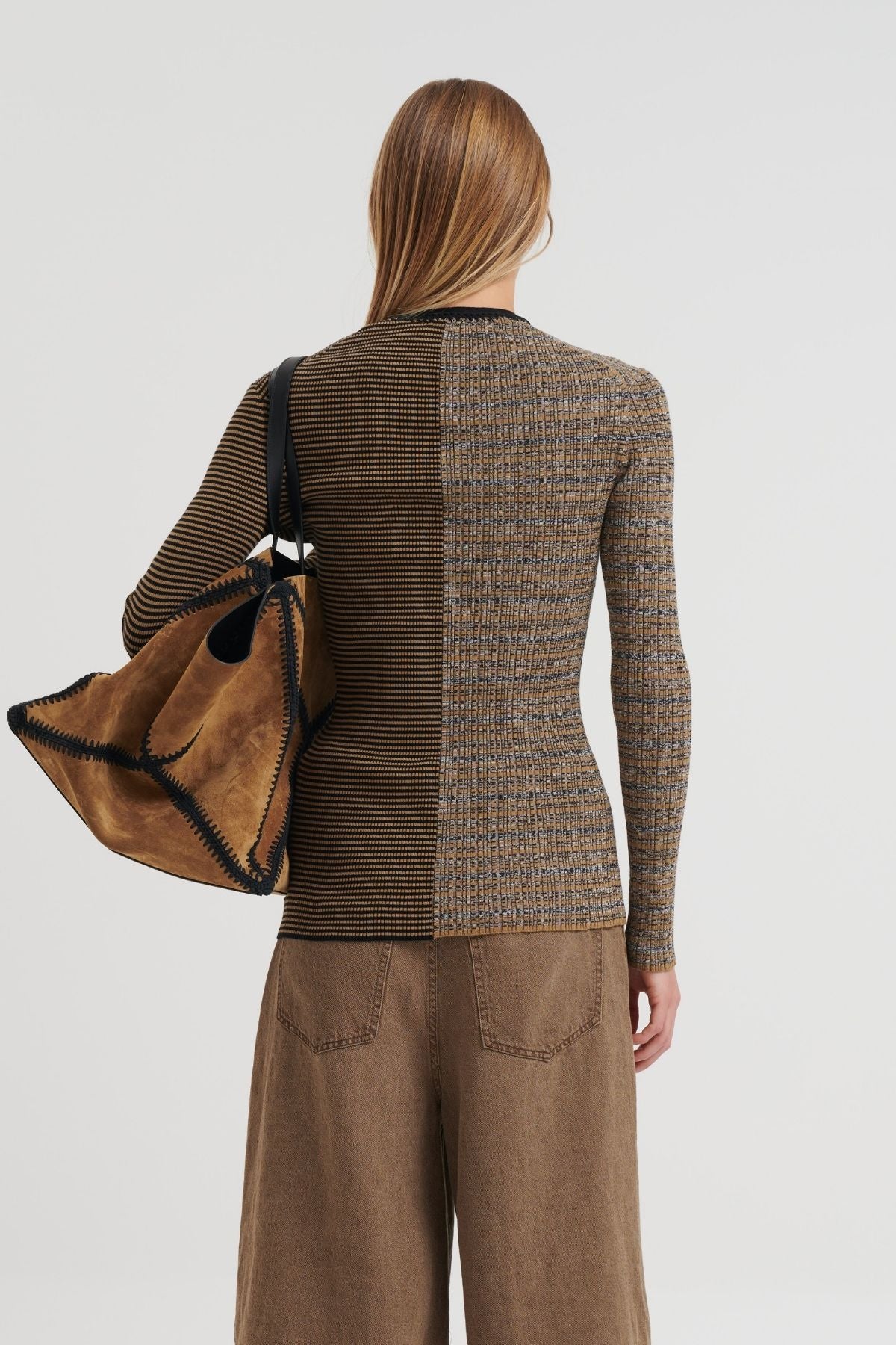 Nanushka Eluney Striped Mixed Cardigan - Curry Stripe/ Space