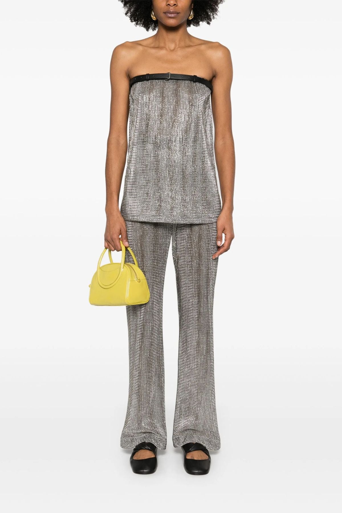 Nanushka Maglie Silver Pants - Silver/  Black