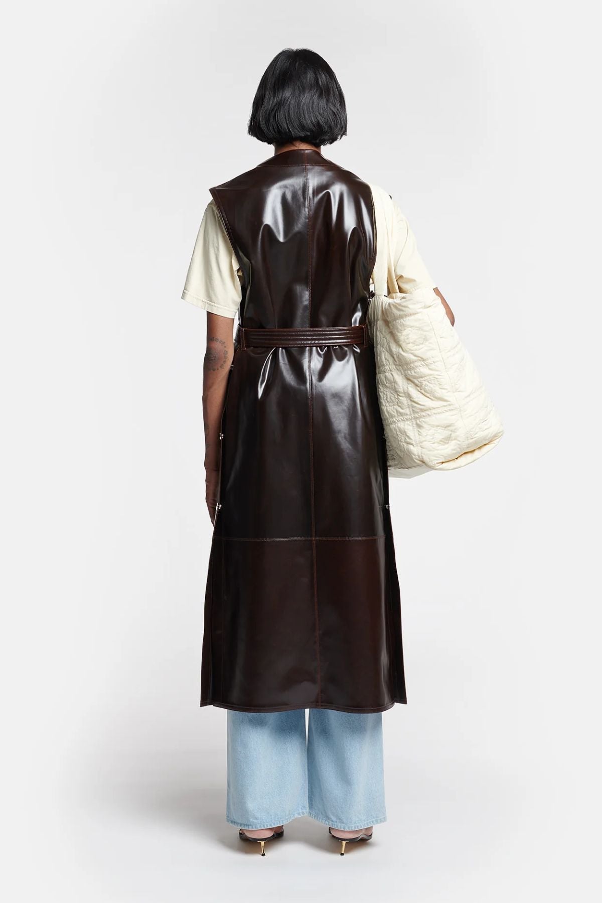 Nanushka Rainey Alt Vintage Leather Vest - Dark Brown