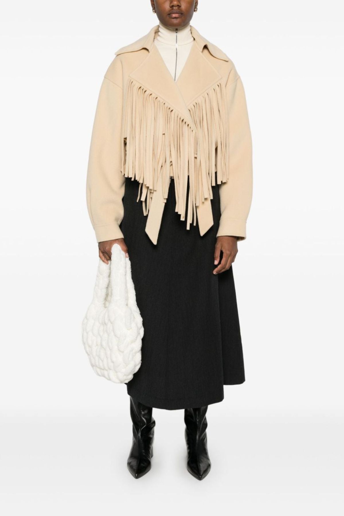 Nanushka Ticia Fringed Jacket - Creme