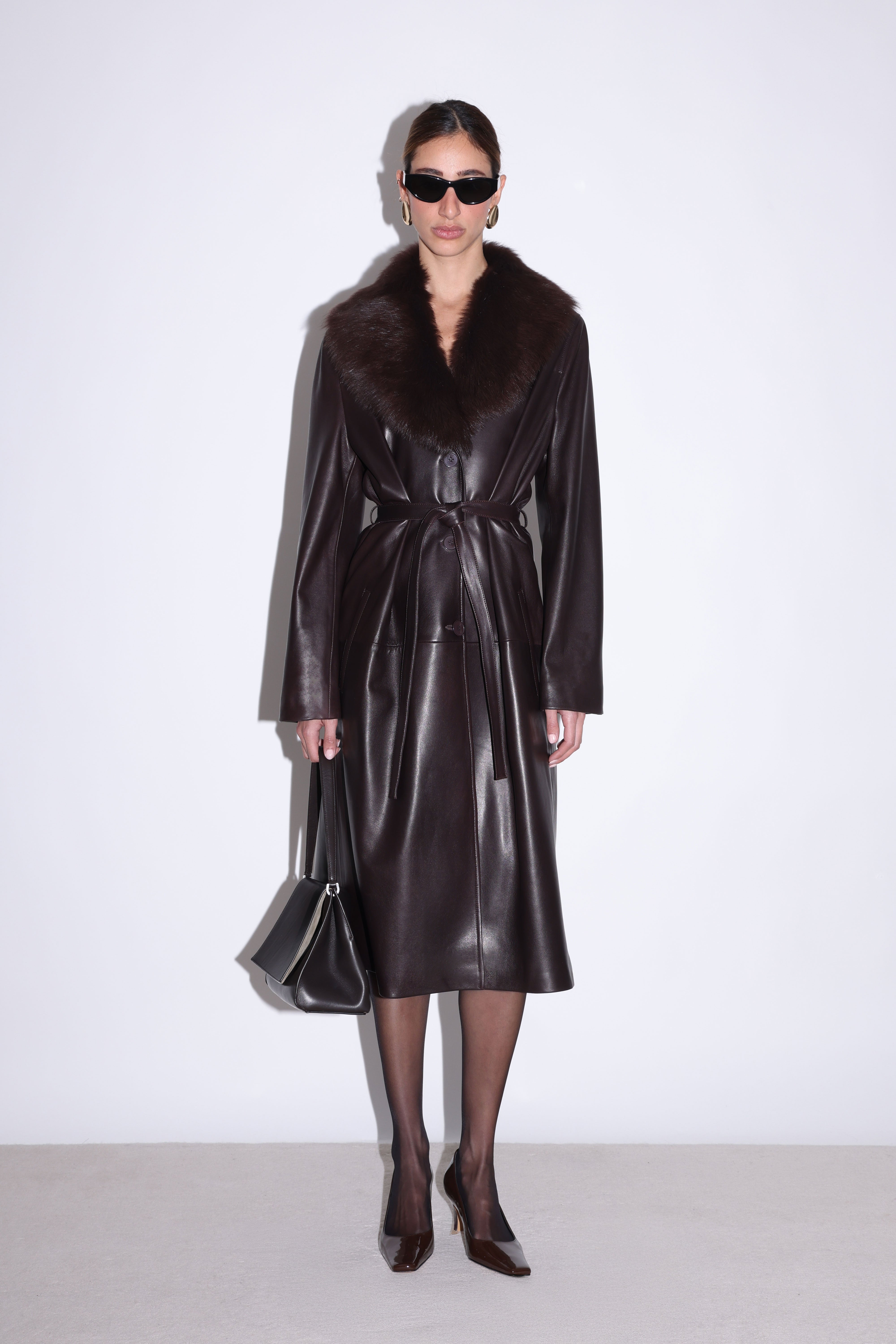 Nour Hammour Niven Coat - Dark Brown