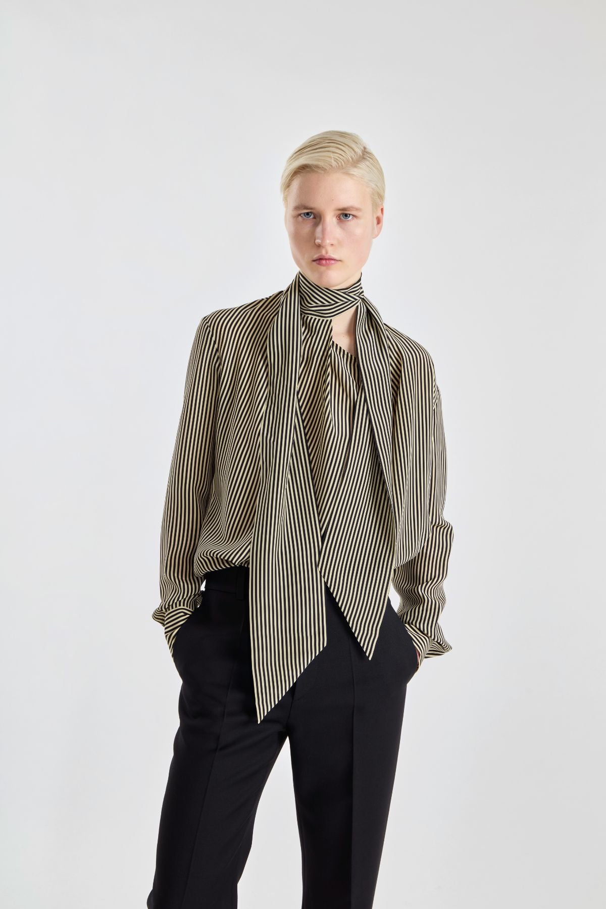 Petar Petrov The Drift Blouse - Ivory Black Stripe