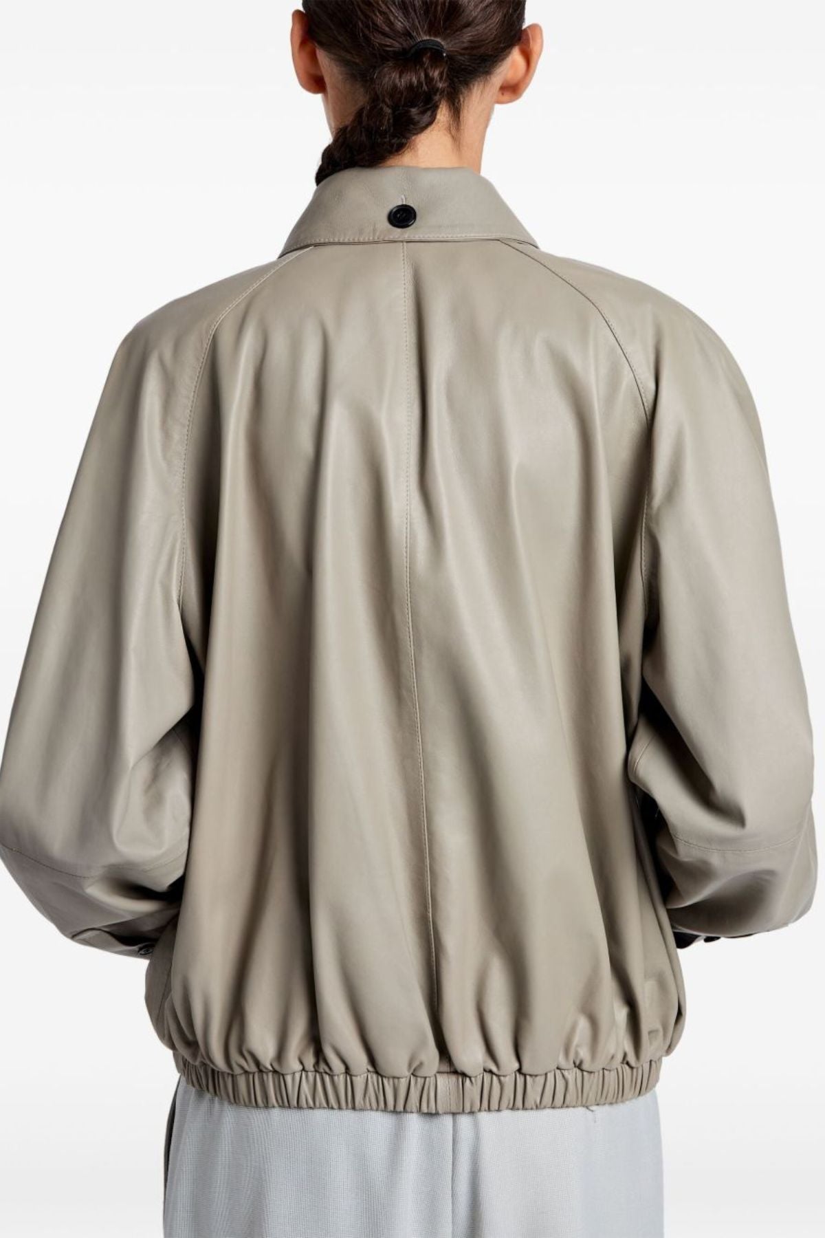 Proenza Schouler Beck Bomber in Paper Leather - Granite