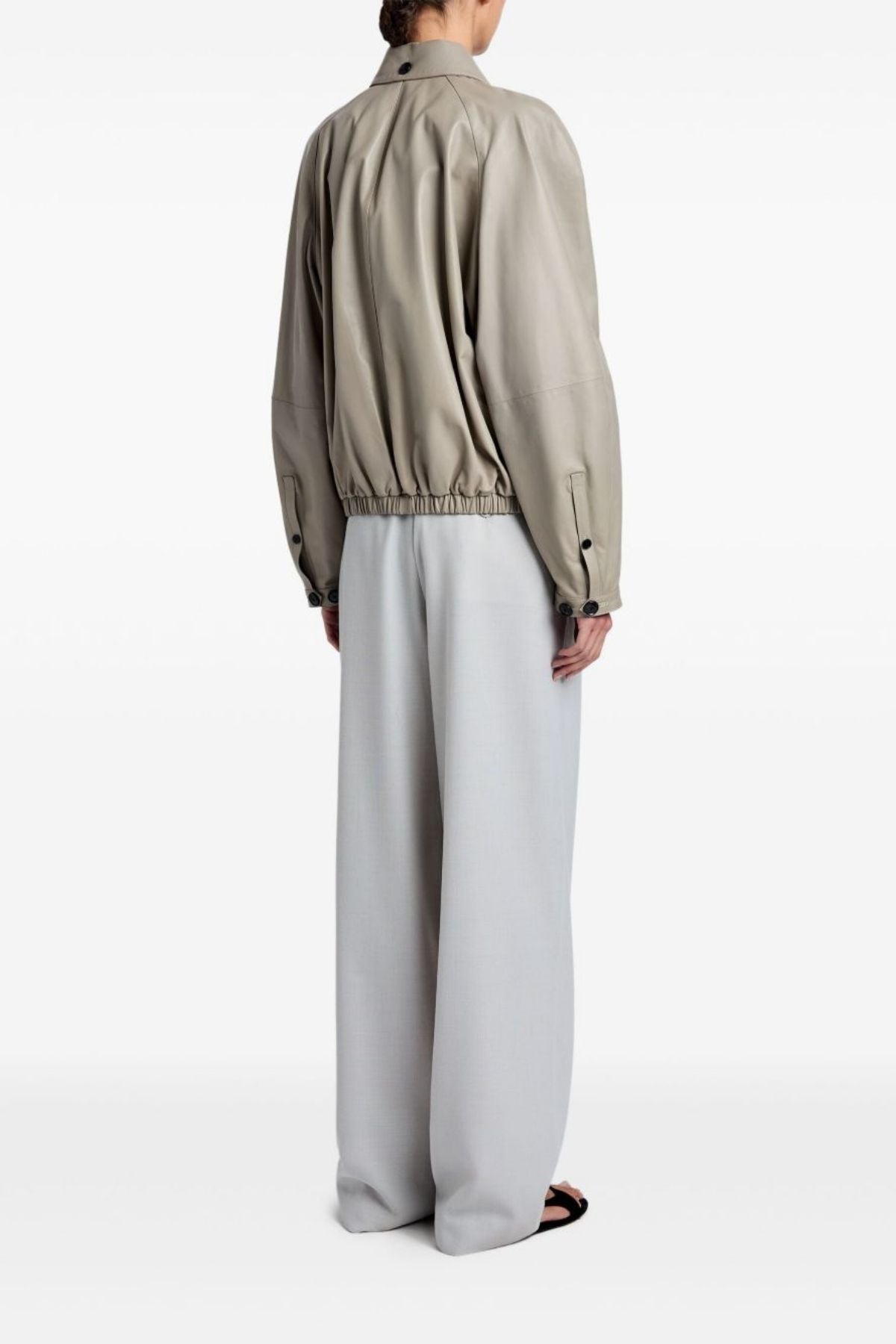 Proenza Schouler Beck Bomber in Paper Leather - Granite