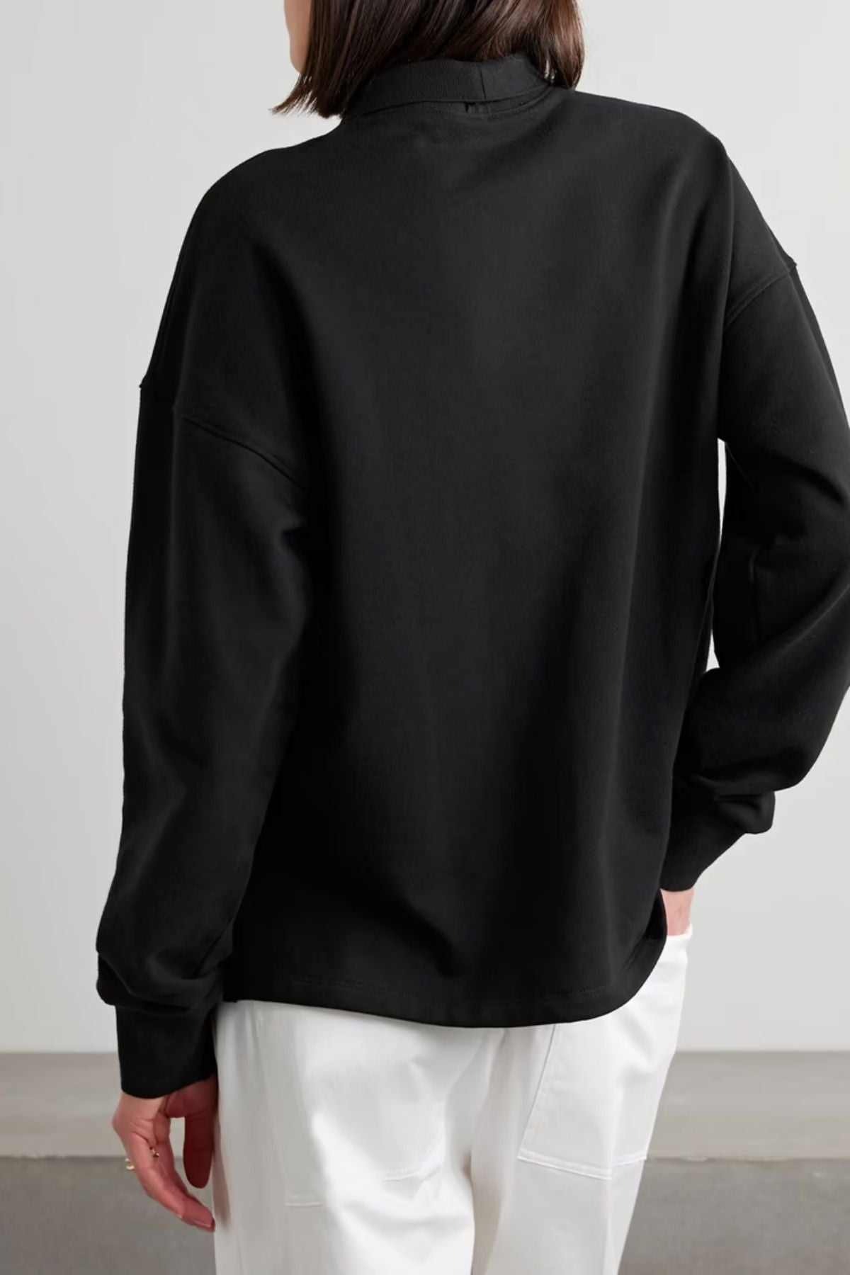 Proenza Schouler Brooks Jersey Polo Sweatshirt - Black