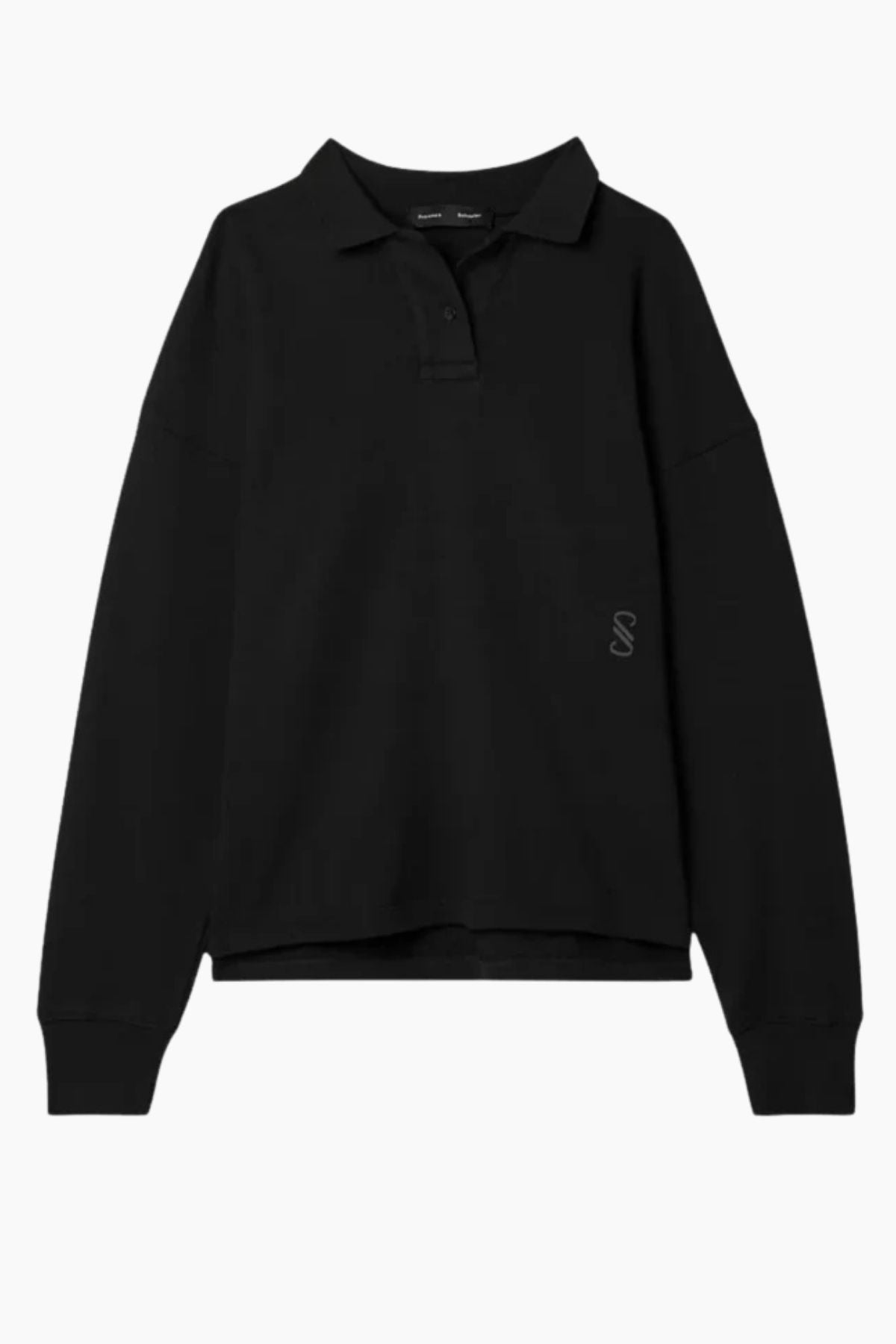 Proenza Schouler Brooks Jersey Polo Sweatshirt - Black