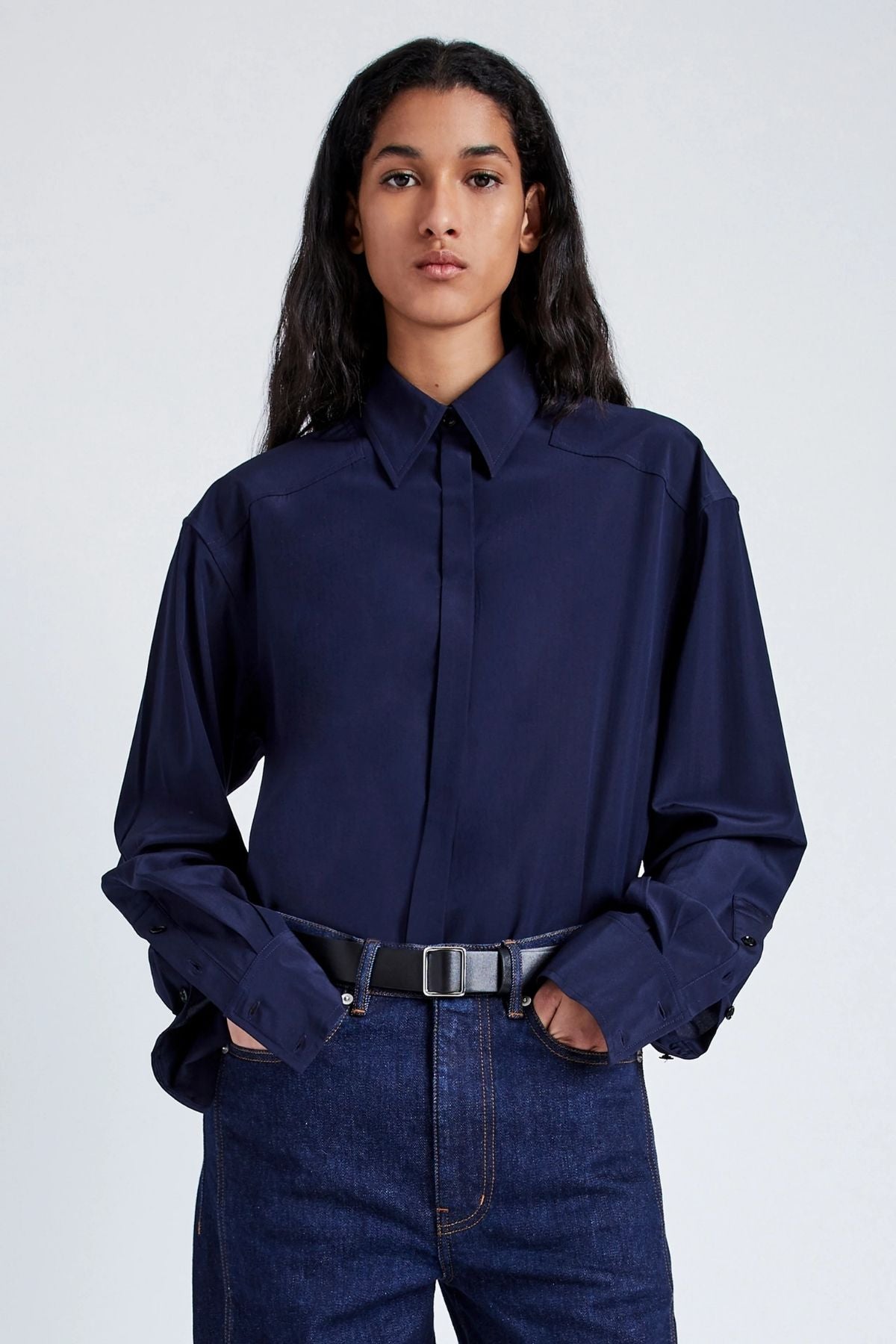 Proenza Schouler Demi Blouse - Navy