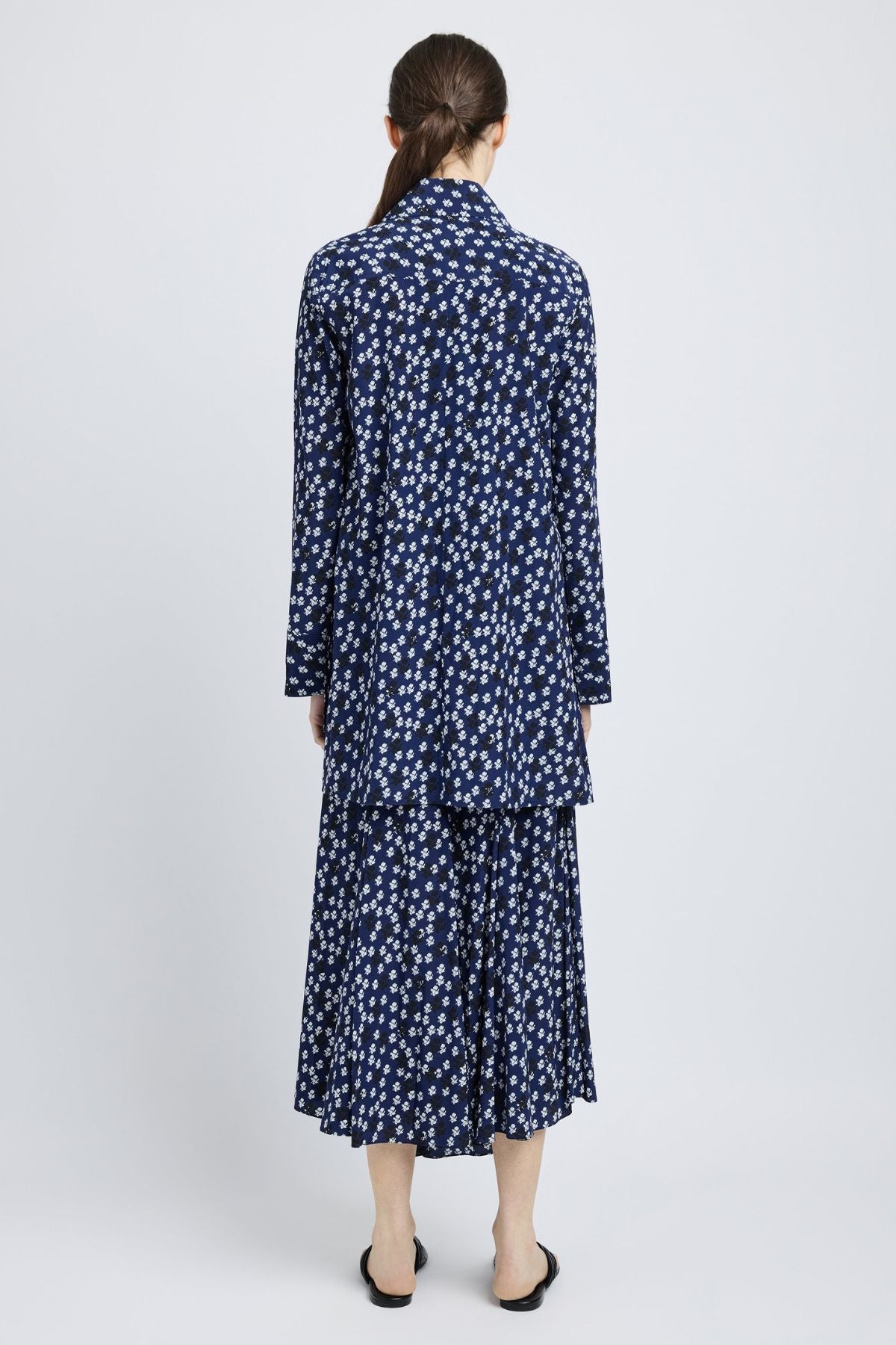 Proenza Schouler Emmeline Shirt in Printed Silk Viscose - Navy Multi