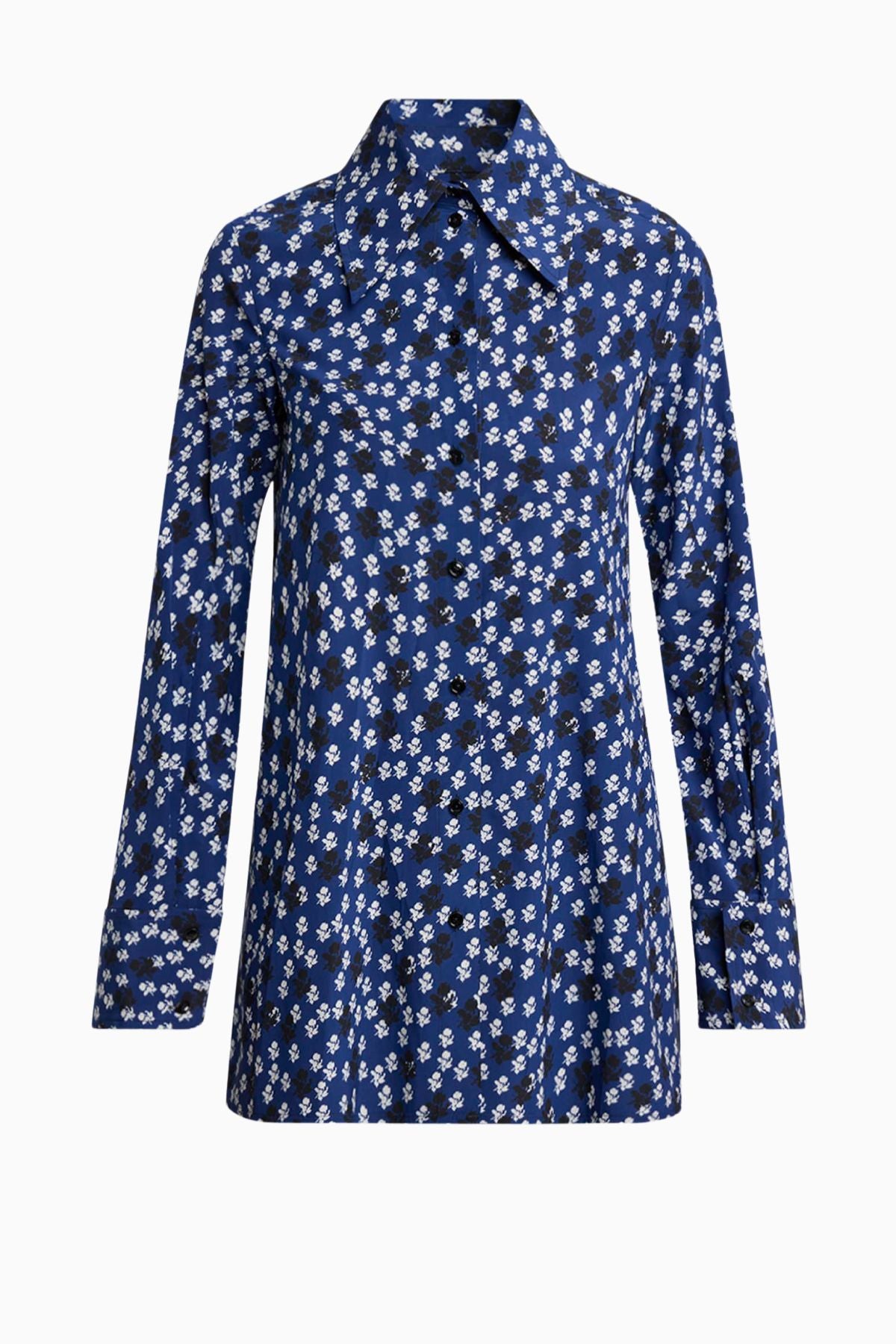 Proenza Schouler Emmeline Shirt in Printed Silk Viscose - Navy Multi