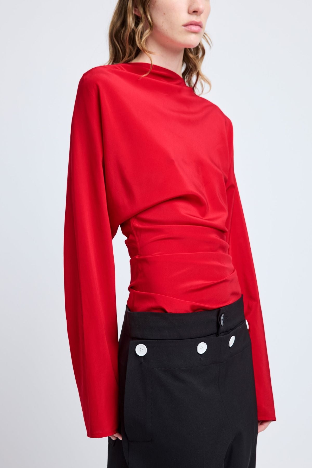 Proenza Schouler Keegan Top in Stretch Silk Viscose - Red