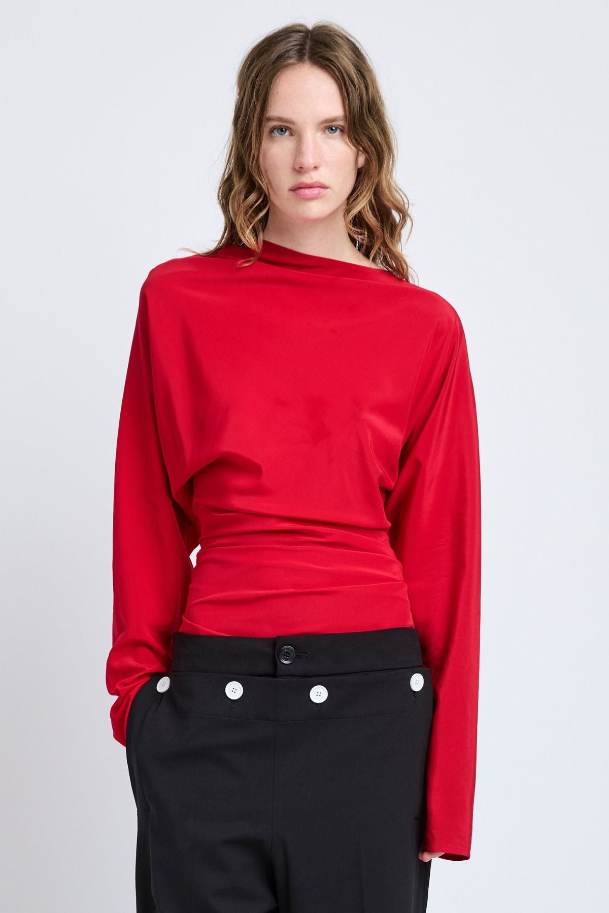 Proenza Schouler Keegan Top in Stretch Silk Viscose - Red