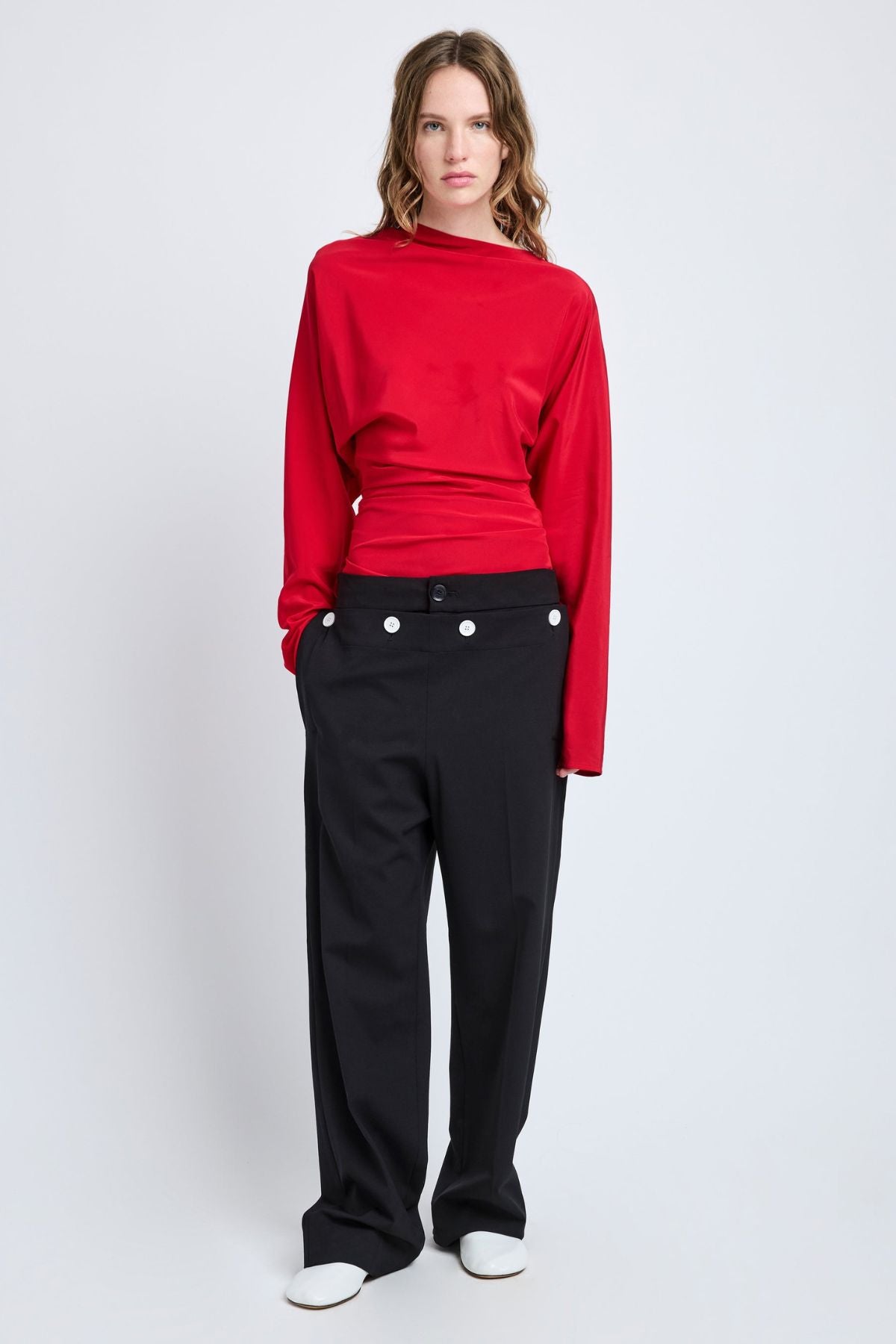 Proenza Schouler Keegan Top in Stretch Silk Viscose - Red