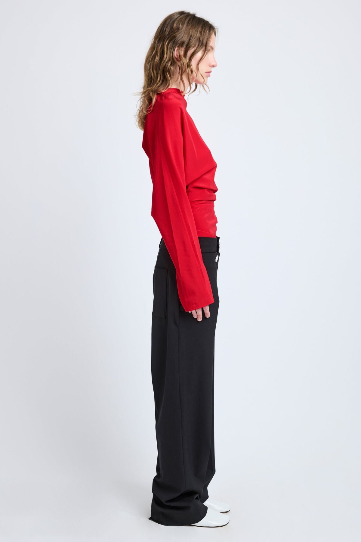 Proenza Schouler Keegan Top in Stretch Silk Viscose - Red