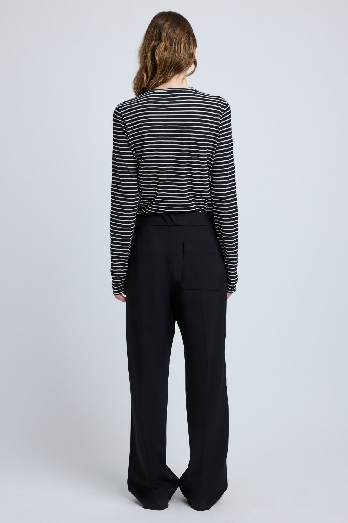 Proenza Schouler Mia T-Shirt in Cotton Stripe Jersey - Black Multi