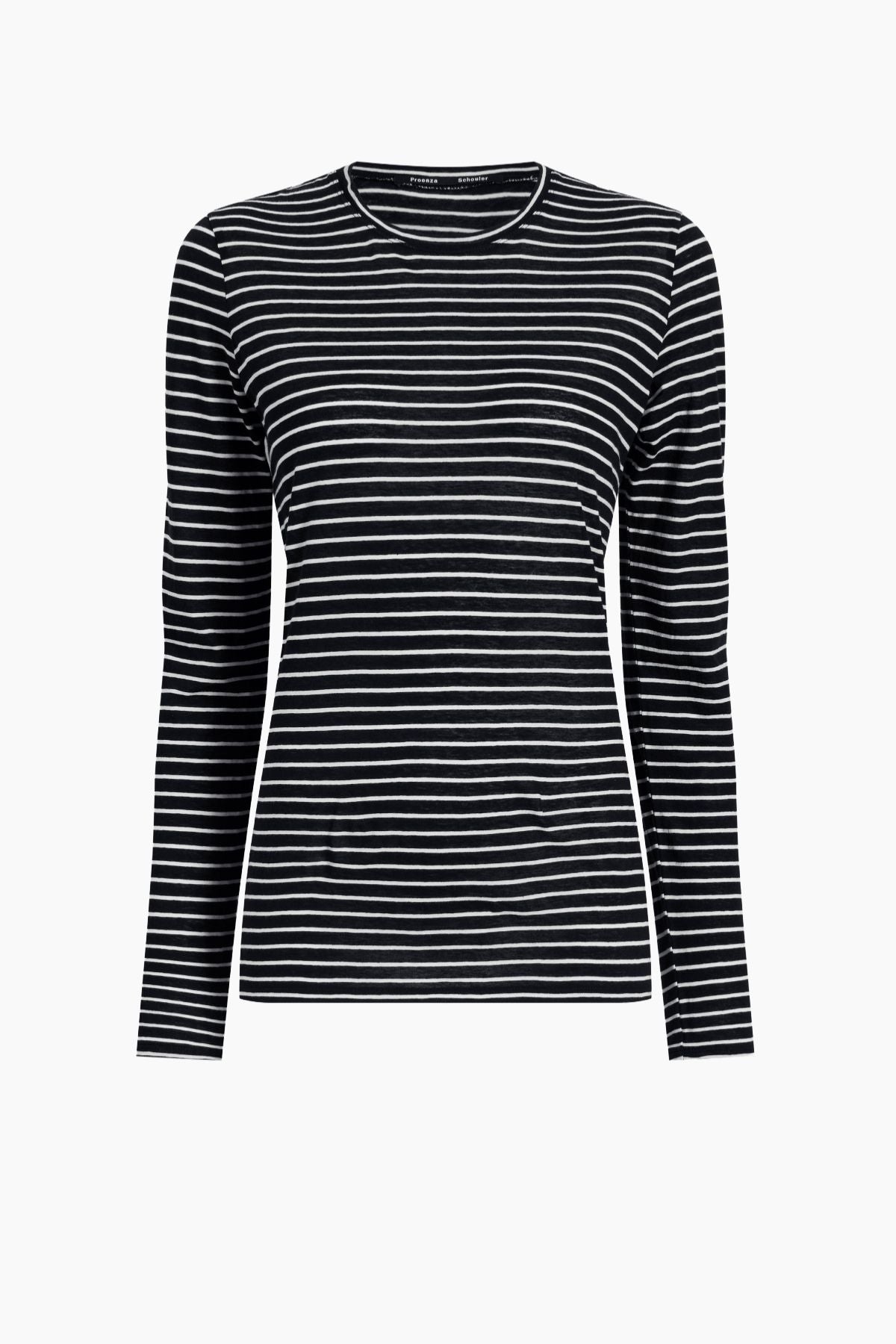 Proenza Schouler Mia T-Shirt in Cotton Stripe Jersey - Black Multi