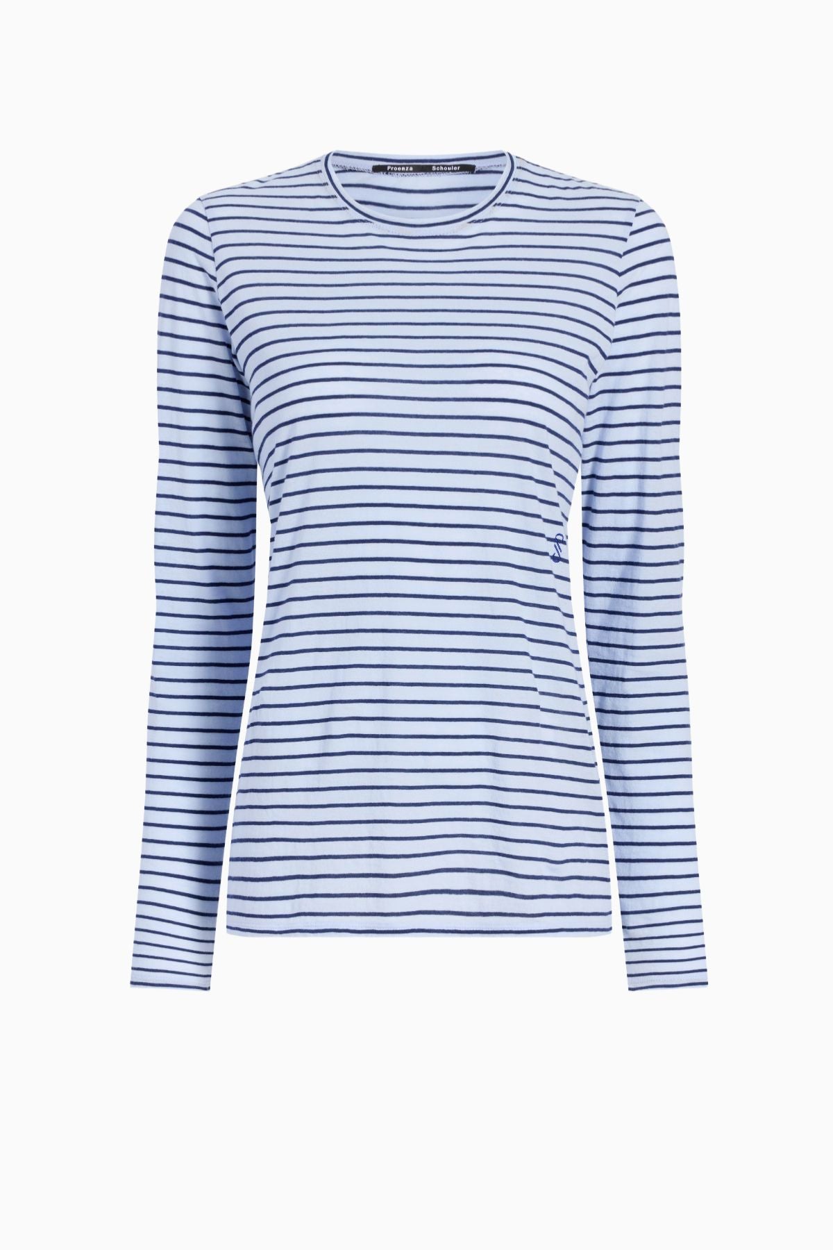 Proenza Schouler Mia T-Shirt in Cotton Stripe Jersey - Chambray Multi