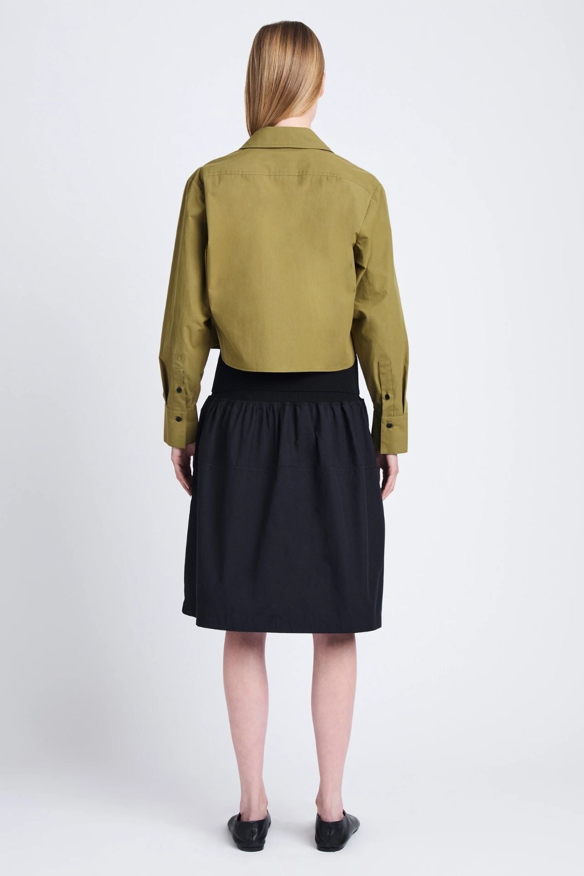 Proenza Schouler White Label Alma Shirt Preached Cotton - Olive