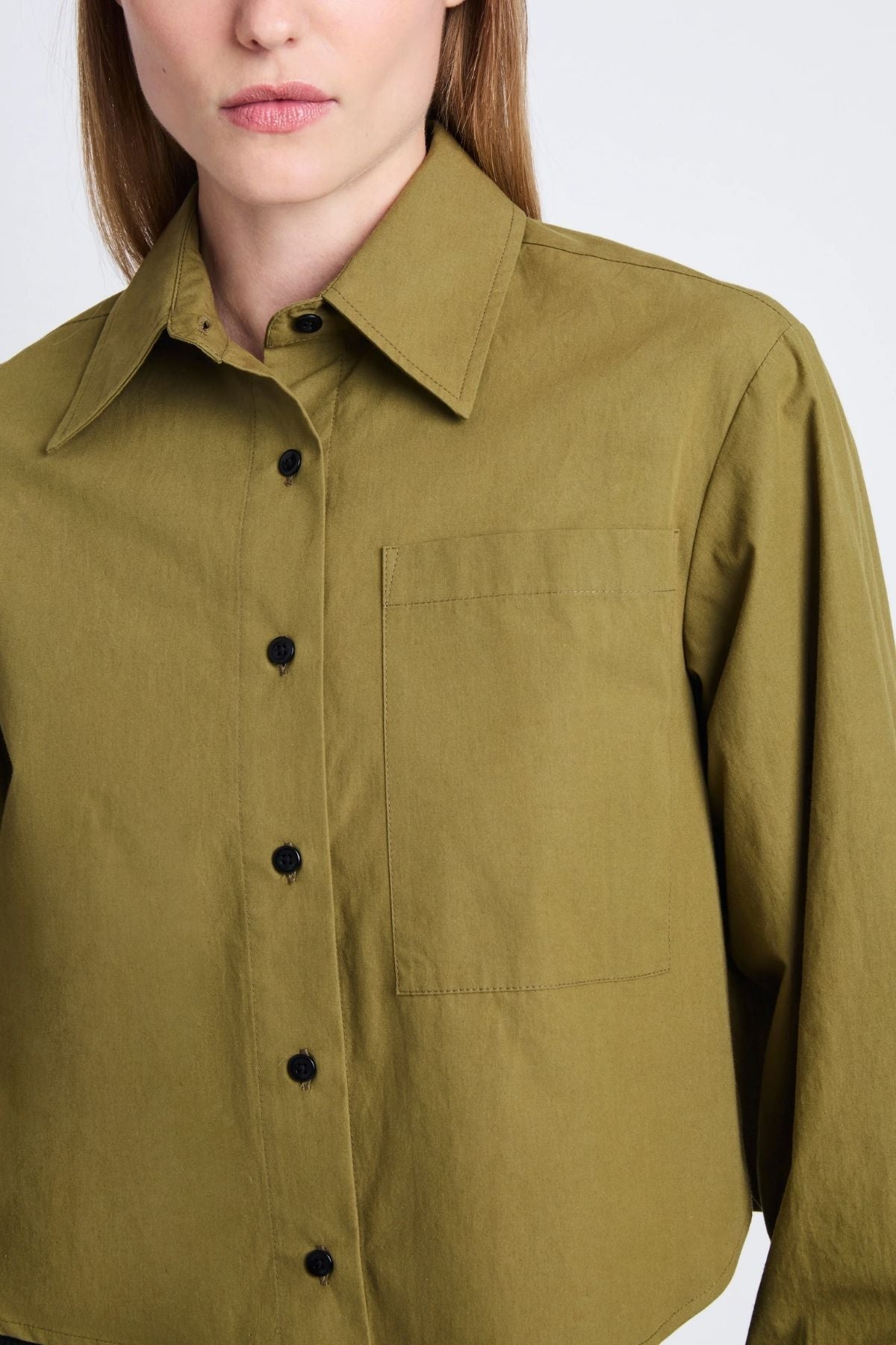 Proenza Schouler White Label Alma Shirt Preached Cotton - Olive